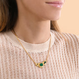 Collier pendentif réglable art déco cabochons - vert Vert