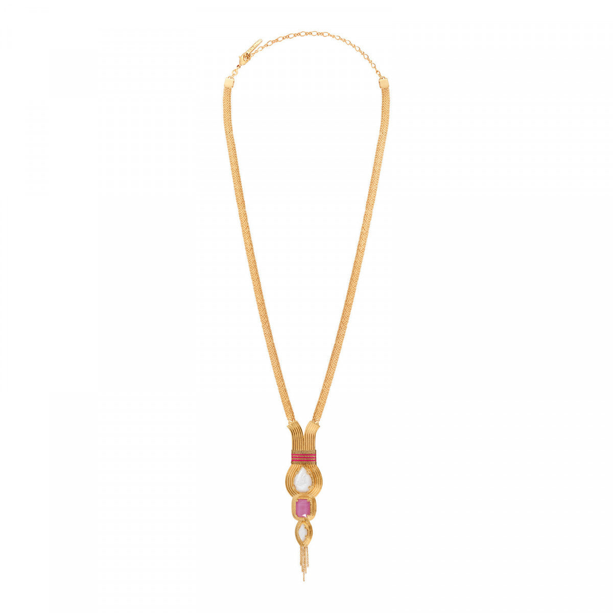 Collier sautoir réglable nacre filigrane - rose Nacre rose