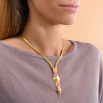 Collier sautoir réglable nacre filigrane - rose Nacre rose