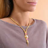 Collier sautoir réglable nacre filigrane - rose Nacre rose