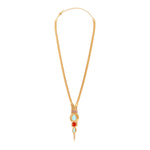 Collier sautoir réglable cabochon filigrane - turquoise Turquoise corail