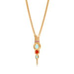 Collier sautoir réglable cabochon filigrane - turquoise Turquoise corail