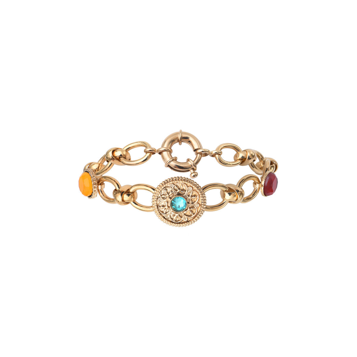 Bracelet chaîne coloré cristal prestige - rose Rouge