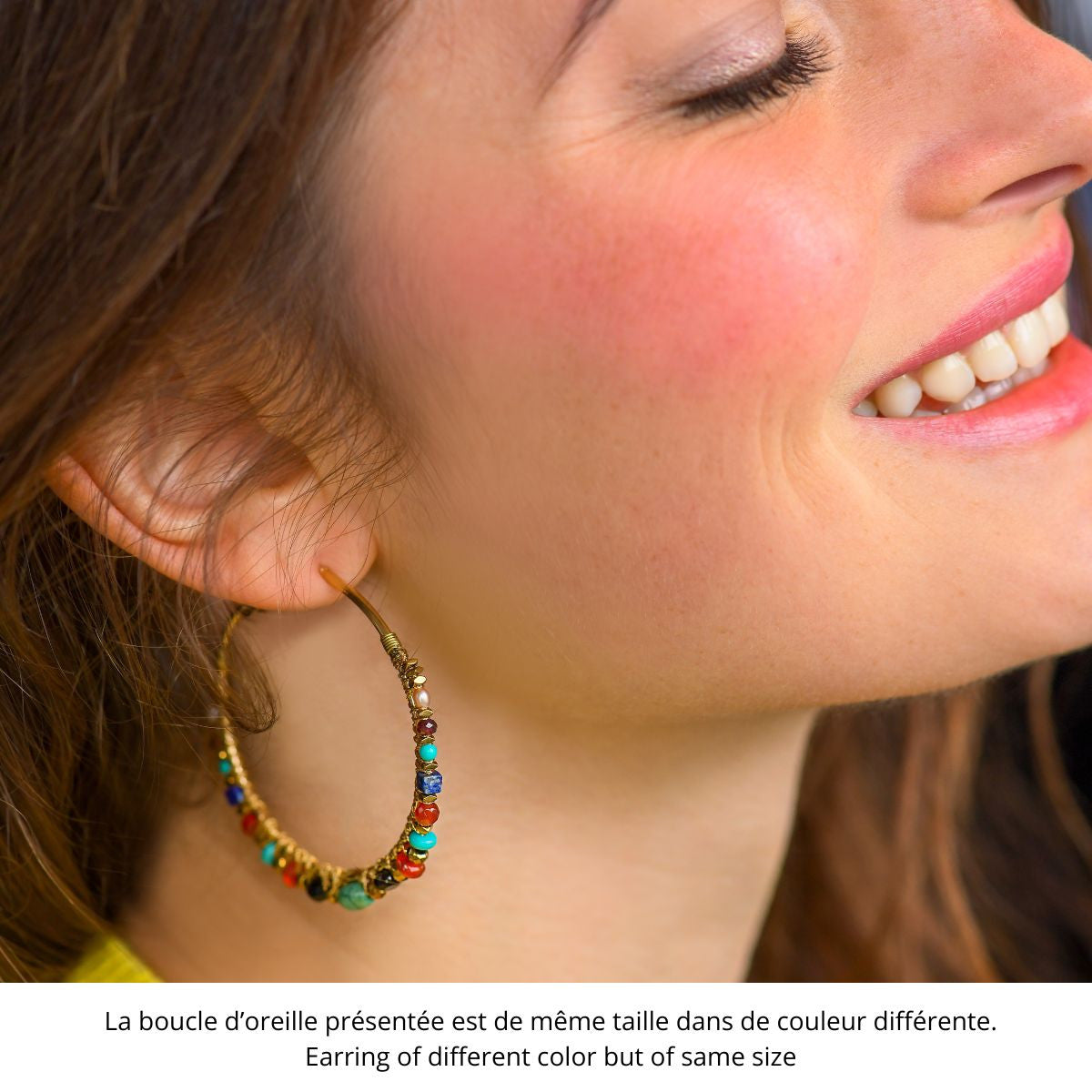 Créoles pierres grenat prune Ø 4,5 cm Grenat