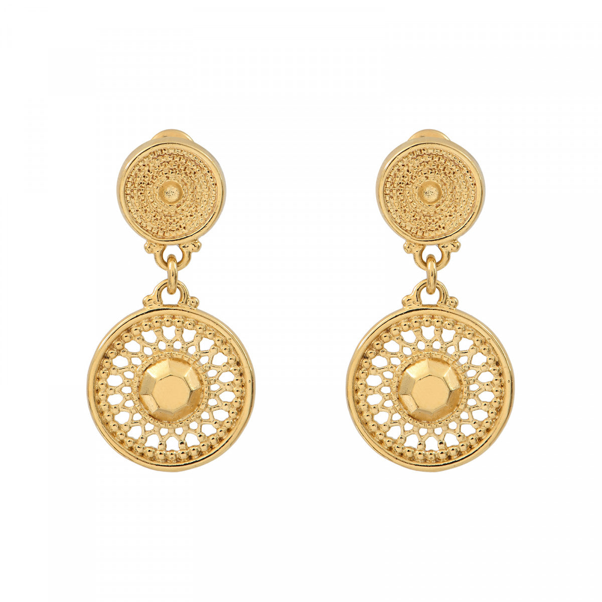 Boucles d'oreilles percées métal doré à l'or fin - doré Dore