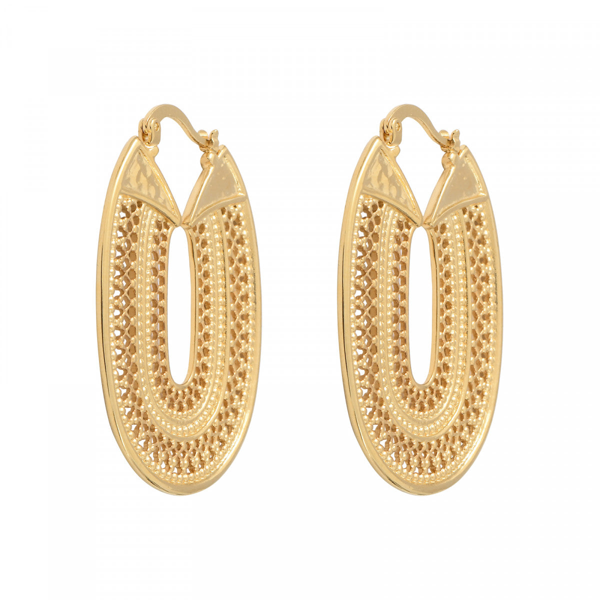 Boucles d'oreilles créoles fantaisie métal doré à l'or fin - doré Dore