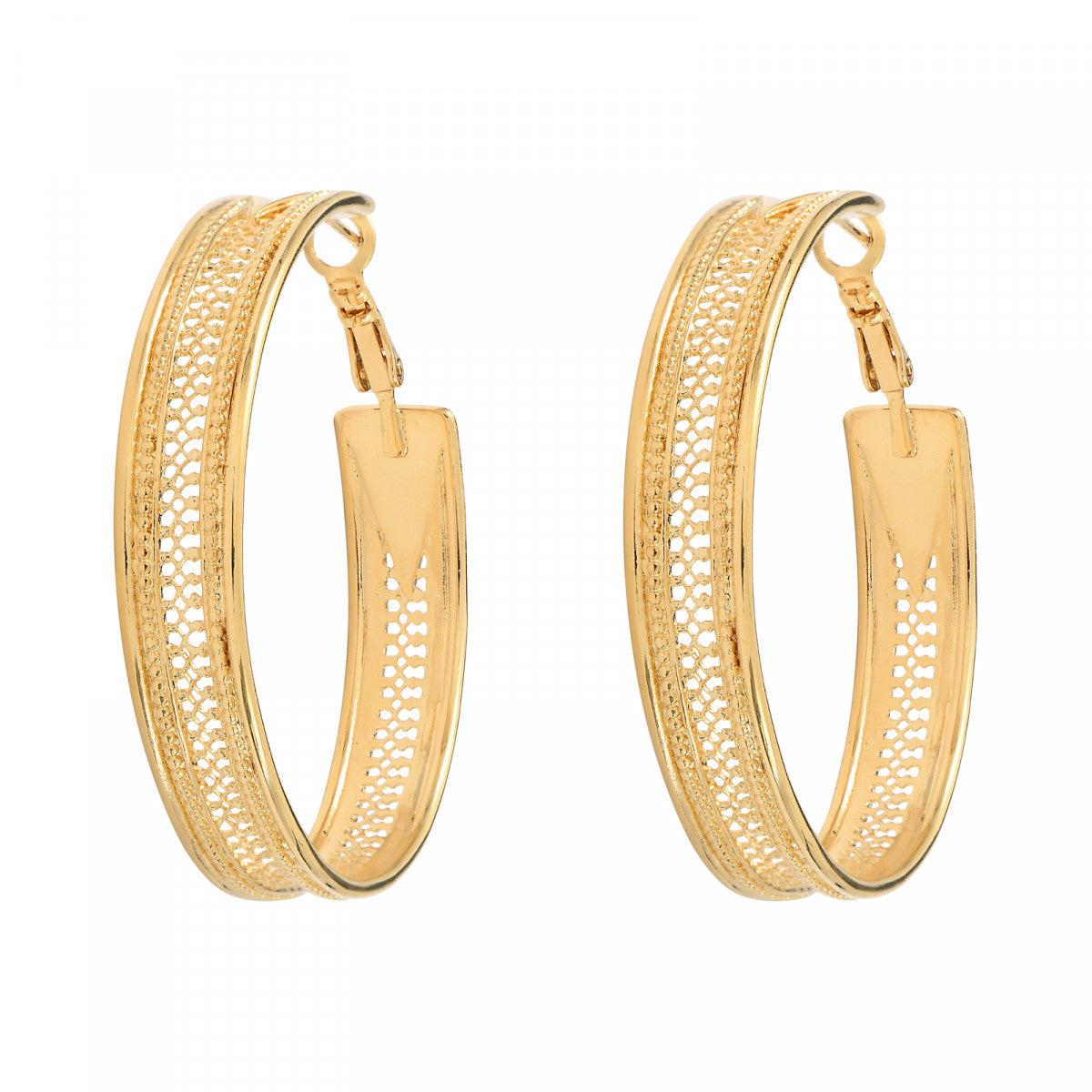 Boucles d'oreilles créoles chic métal doré à l'or fin - doré Dore