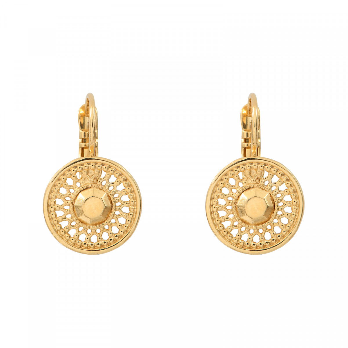 Boucles d'oreilles dormeuses métal doré à l'or fin - doré Dore