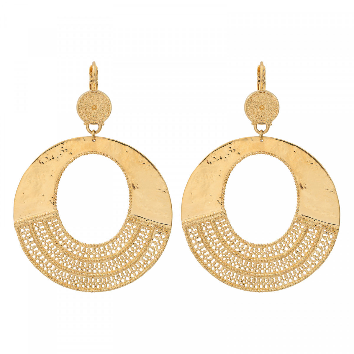 Grosses boucles d'oreilles originales métal doré à l'or fin - doré Dore