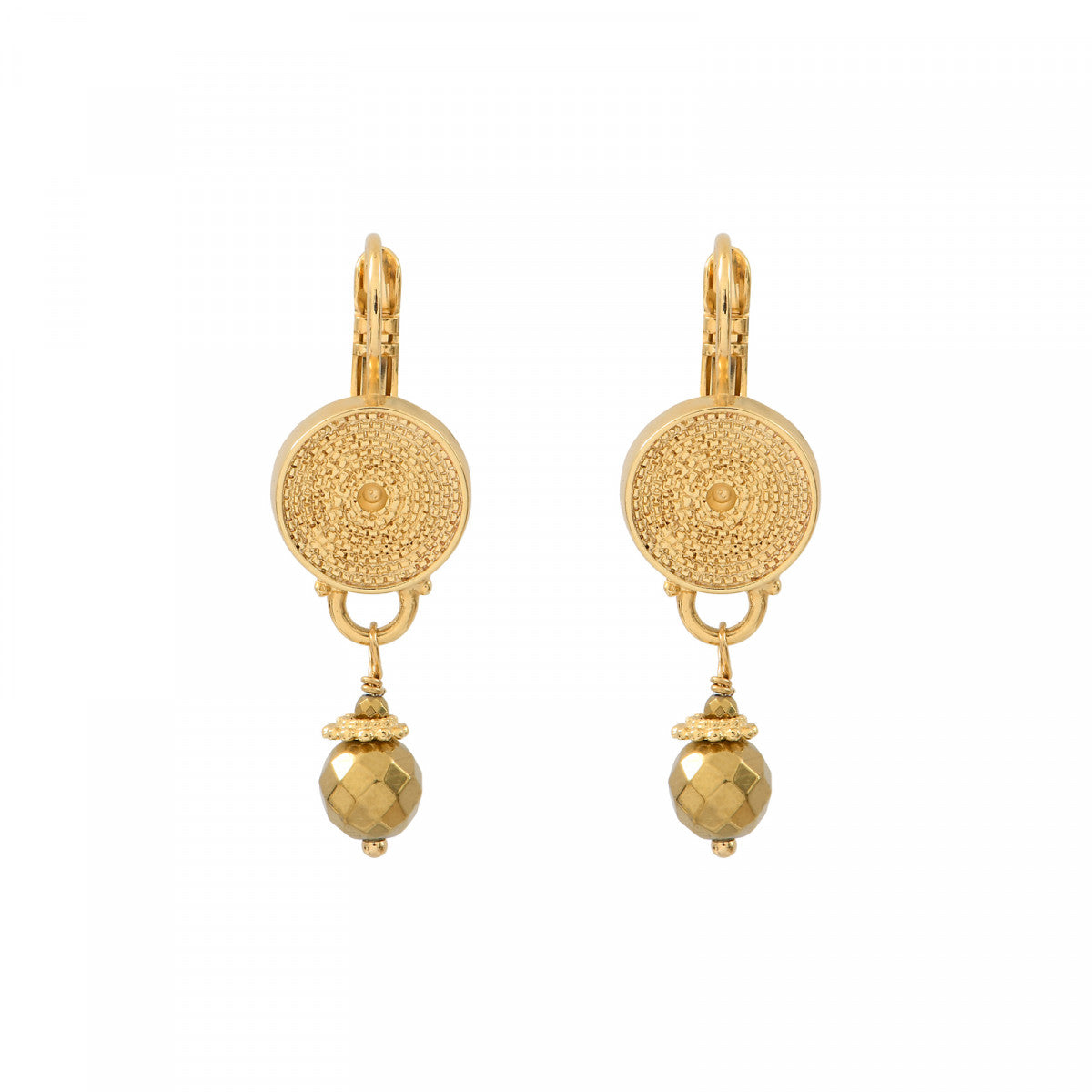 Boucles d'oreilles dormeuses élégantes hématite dorée - doré Dore