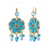 Boucles d'oreilles dormeuses feuilles d'argent cristaux Prestige - turquoise Turquoise