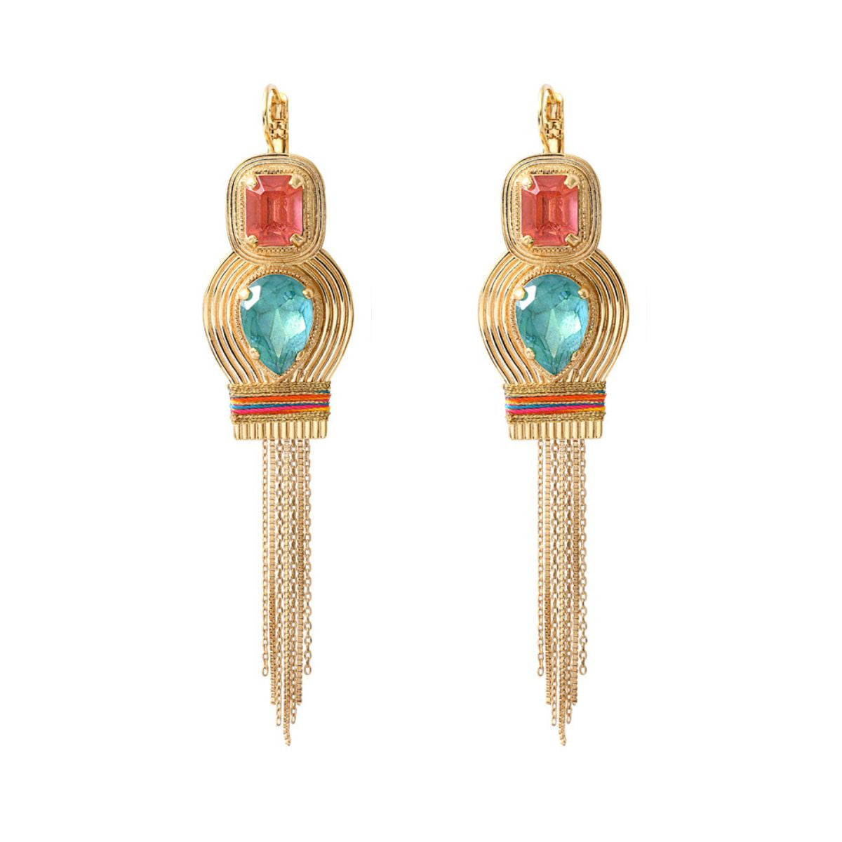 Boucles d'oreilles dormeuses sophistiquées cristaux - multicolore Multi