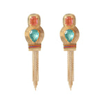 Boucles d'oreilles clips pendantes cristaux - multicolore Multi