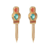 Boucles d'oreilles clips pendantes cristaux - multicolore Multi