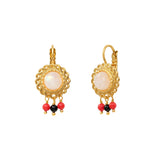 Boucles d'oreilles Arizona Dream pierre de lune, onyx et bambou des mers - blanc Noir blanc