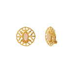Boucles d'oreilles clips Arizona Dream cabochon pierre de lune - blanc Noir blanc
