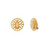 Boucles d'oreilles clips Arizona Dream cabochon pierre de lune - blanc Noir blanc