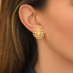 Boucles d'oreilles clips Arizona Dream cabochon pierre de lune - blanc Noir blanc