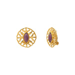 Boucles d'oreilles clips Arizona Dream cabochon pâte de verre - violet Vert violet