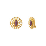 Boucles d'oreilles clips Arizona Dream cabochon pâte de verre - violet Vert violet