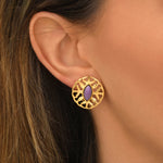 Boucles d'oreilles clips Arizona Dream cabochon pâte de verre - violet Vert violet