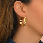 Boucles d'oreilles créoles Arizona Dream cristaux et patine - blanc Noir blanc