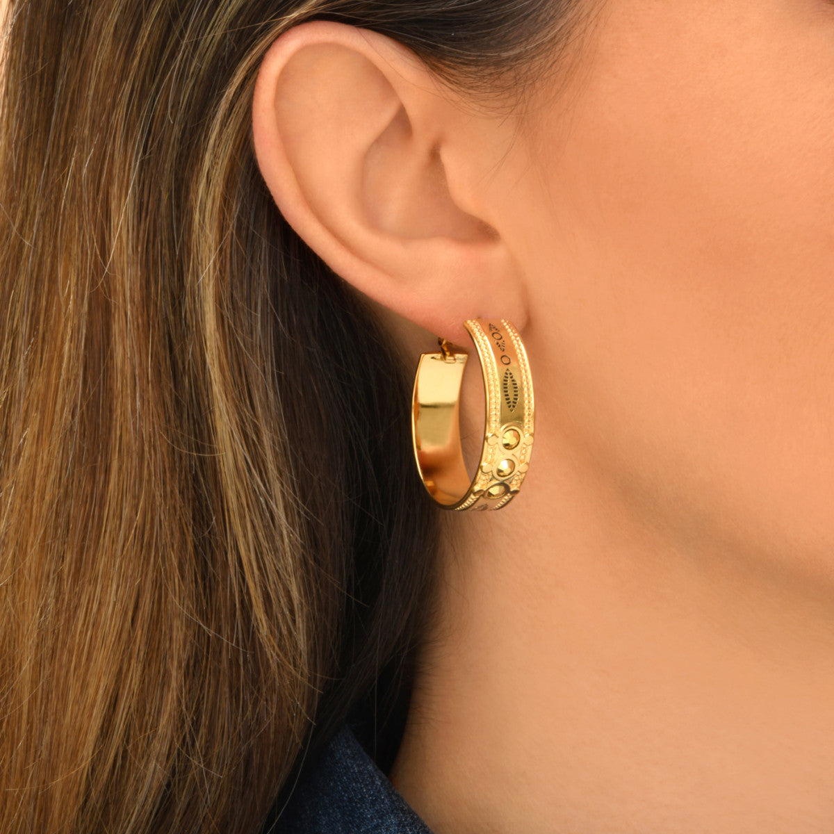 Boucles d'oreilles créoles Arizona Dream cristaux et patine - doré Dore