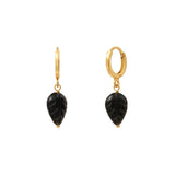 Mini boucles d'oreilles créoles Arizona Dream feuille d'obsidienne - noir Noir blanc