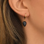 Mini boucles d'oreilles créoles Arizona Dream feuille d'obsidienne - noir Noir blanc