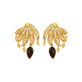 Boucles d'oreilles Arizona Dream oeil de tigre et perles de jade teinté - doré Dore
