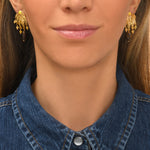 Boucles d'oreilles Arizona Dream oeil de tigre et perles de jade teinté - doré Dore