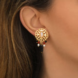 Boucles d'oreilles clips Arizona Dream obsidienne perles de nacre - noir Noir blanc