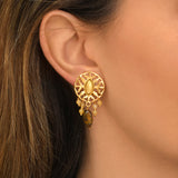 Boucles d'oreilles clips Arizona Dream oeil de tigre perles en jade - doré Dore