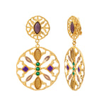 Boucles d'oreilles clips Arizona Dream cristaux et résine émaillée - violet Vert violet