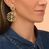 Boucles d'oreilles clips Arizona Dream cristaux et résine émaillée - violet Vert violet