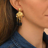 Boucles d'oreilles pendantes Arizona Dream obsidienne - noir Noir blanc