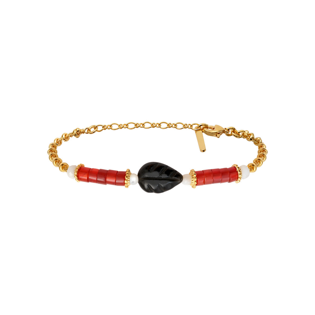 Bracelet fin réglable Arizona Dream perles gemmes - noir Noir blanc