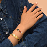 Bracelet fin réglable Arizona Dream perles gemmes - noir Noir blanc