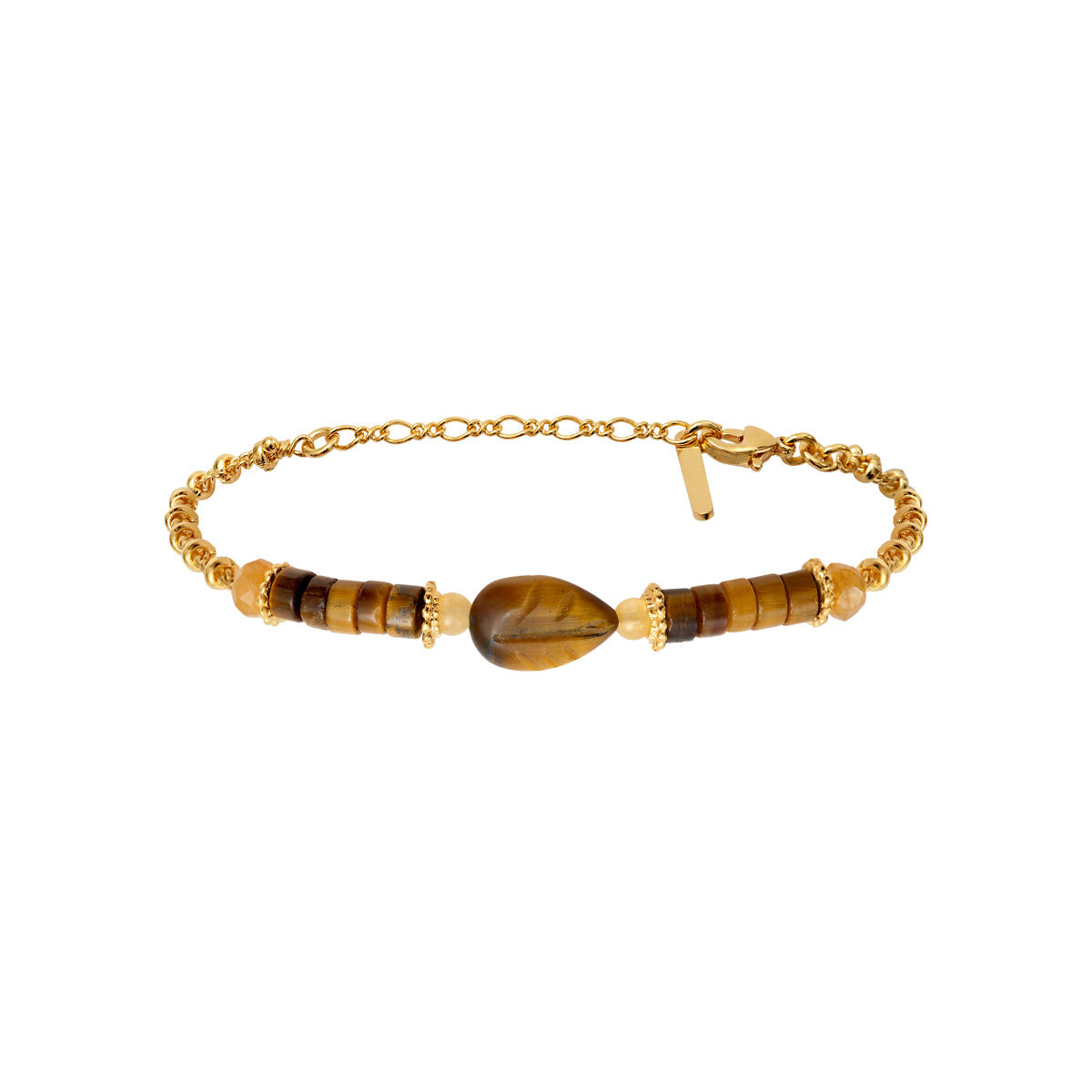 Bracelet fin réglable Arizona Dream perles gemmes - doré Dore