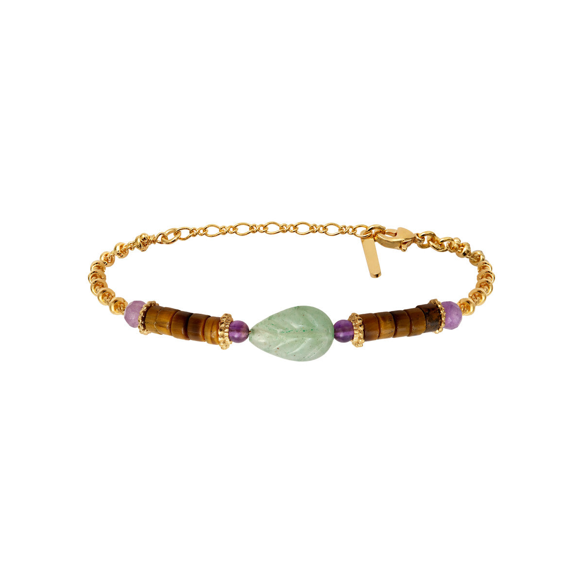 Bracelet fin réglable Arizona Dream perles gemmes - vert Vert violet