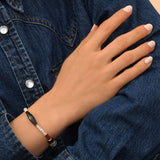 Bracelet fin réglable Arizona Dream perles gemmes et perle d'acrylique - noir Noir blanc