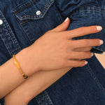 Bracelet fin réglable Arizona Dream perles gemmes et perle d'acrylique - doré Dore