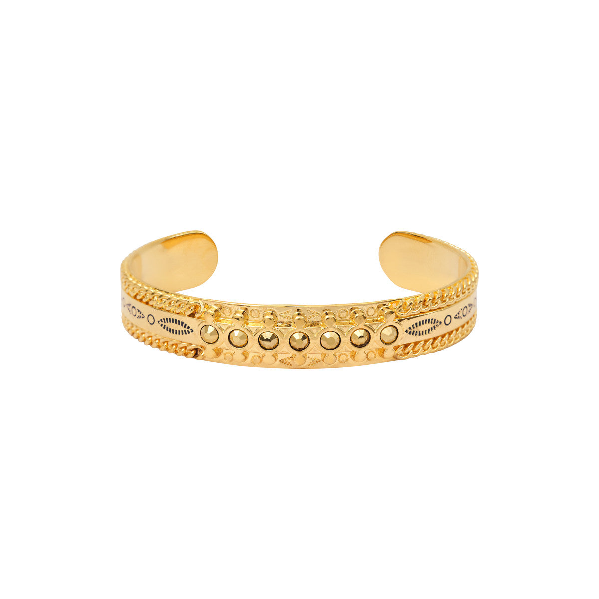 Bracelet jonc ajustable Arizona Dream cristaux et patine - doré Dore