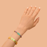 Bracelet jonc ajustable Arizona Dream cristaux et patine - vert Vert violet