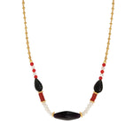 Collier court réglable Arizona Dream obsidienne agate rouge et nacre - noir Noir blanc