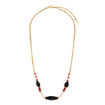 Collier court réglable Arizona Dream obsidienne agate rouge et nacre - noir Noir blanc