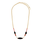 Collier court réglable Arizona Dream obsidienne agate rouge et nacre - noir Noir blanc