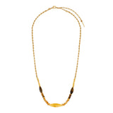 Collier court réglable Arizona Dream il de tigre et jade teinté jaune - doré Dore