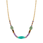 Collier court réglable Arizona Dream aventurine améthyste il de tigre - violet Vert violet
