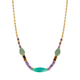 Collier court réglable Arizona Dream aventurine améthyste il de tigre - violet Vert violet